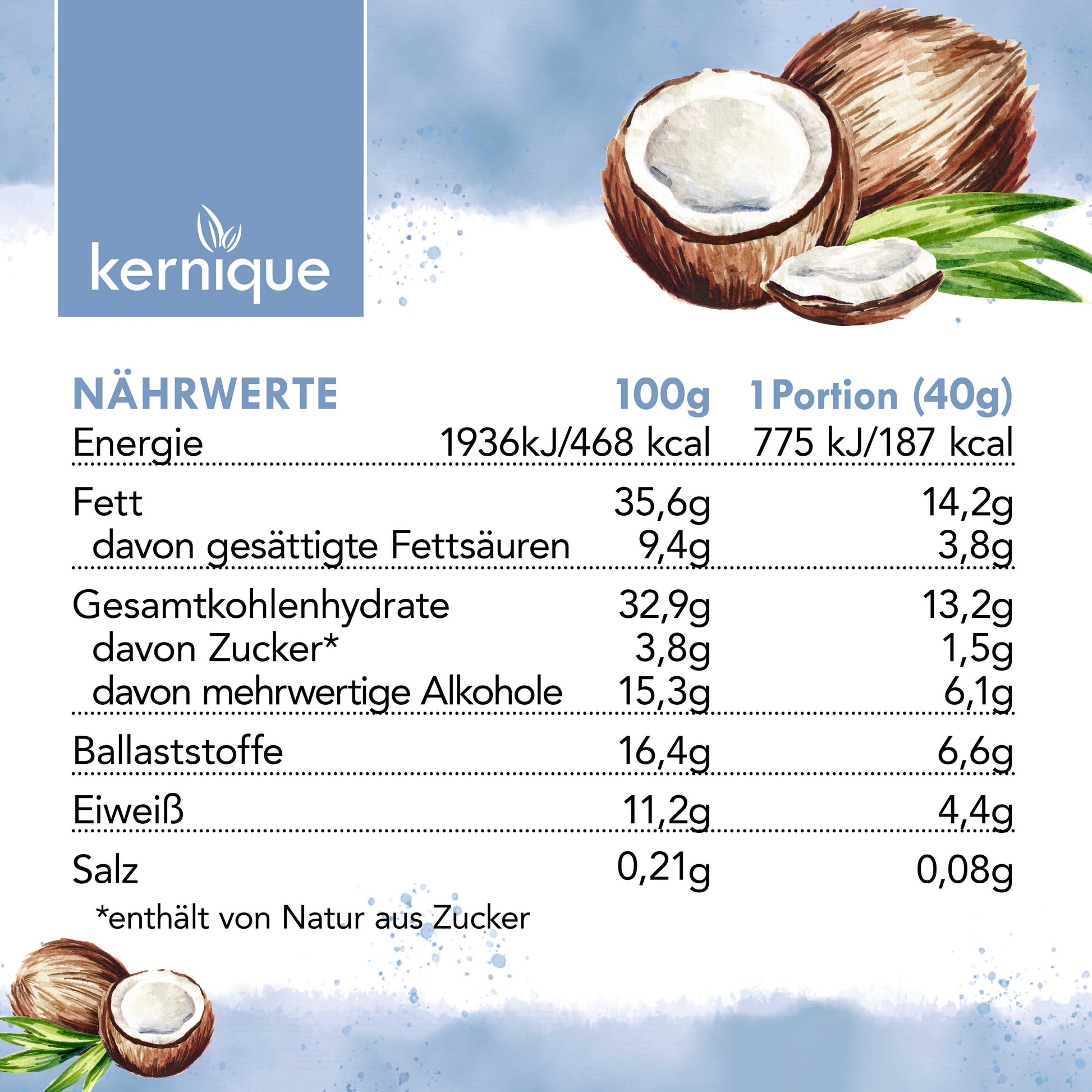 kernique kein riegel - white creamy coconut (8+1 gratis) kernique.de